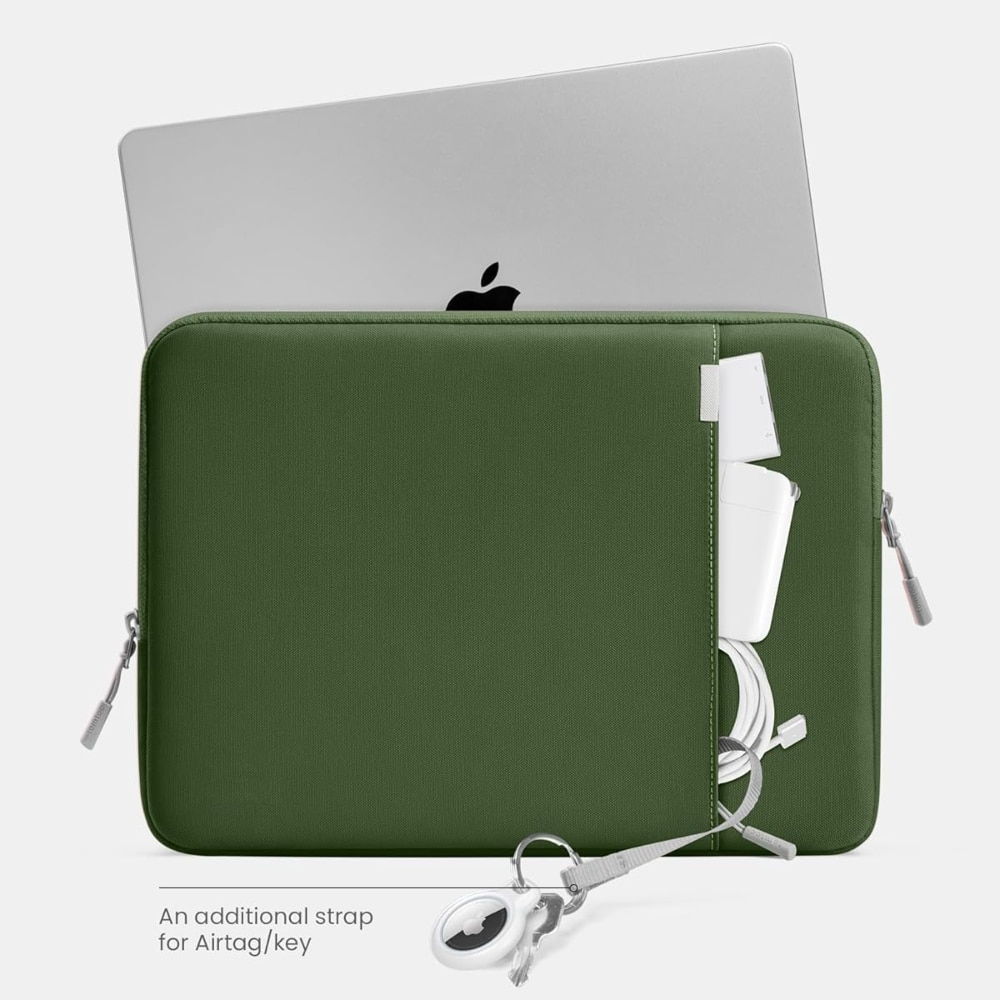 Husa de Protectie 360° pentru Laptop 13/14 Inch, Compatibila cu MacBook Air 13, MacBook Pro M4, M3, M2, M1 (A3403, A3186, A2991, A2780, A2485, A2141, 2019–2024), Surface Laptop 7, Rezistenta la Apa, cu Buzunar pentru Accesorii, Verde
