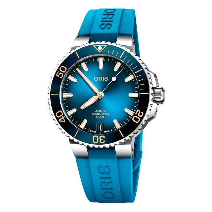 Мъжки часовник ORIS 41250742275FC, автоматичен, син цвят, 41,50 мм