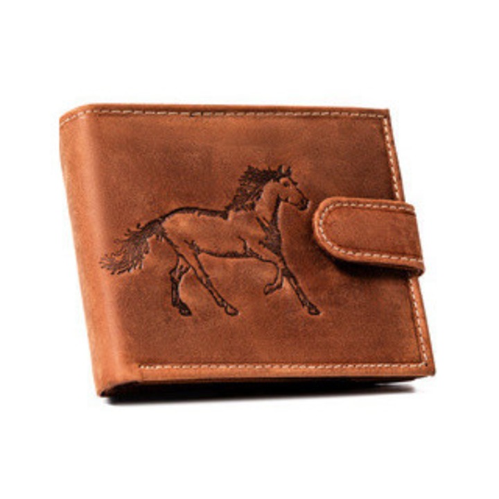 Portofel barbati din piele, model clasic, culoare brown, cu sistem RFID, 8 compartimente pentru carduri, 4 pentru documente