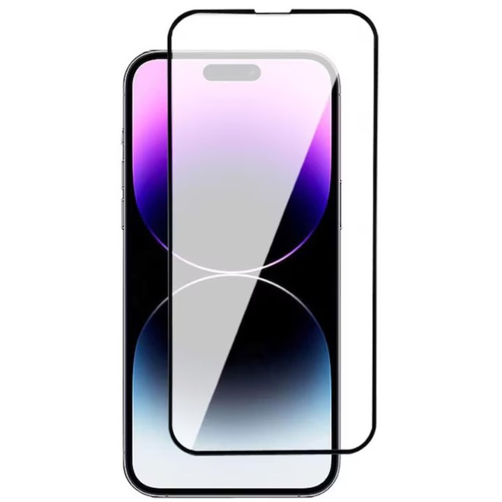 Folie Sticla Securizata compatibila cu Apple iPhone 15 PRO, Full Glue, Full Cover, Negru