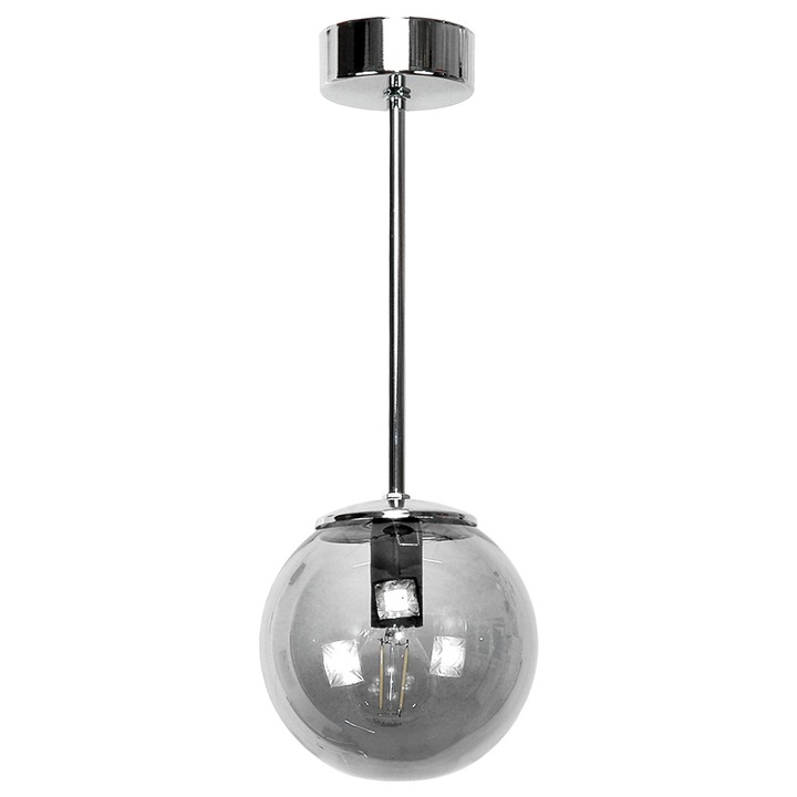 Пендел EDYLIT MAT CALIPSO, Графитно стъкло/хромиран метал, 40x15 см, E14