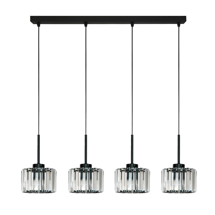 Lampa pendula Edylit Omena negru metal sticla 100x76cm