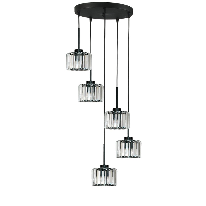 Lustra EDYLIT, model Omena, 5xE27, 95x45cm, neagra, design modern