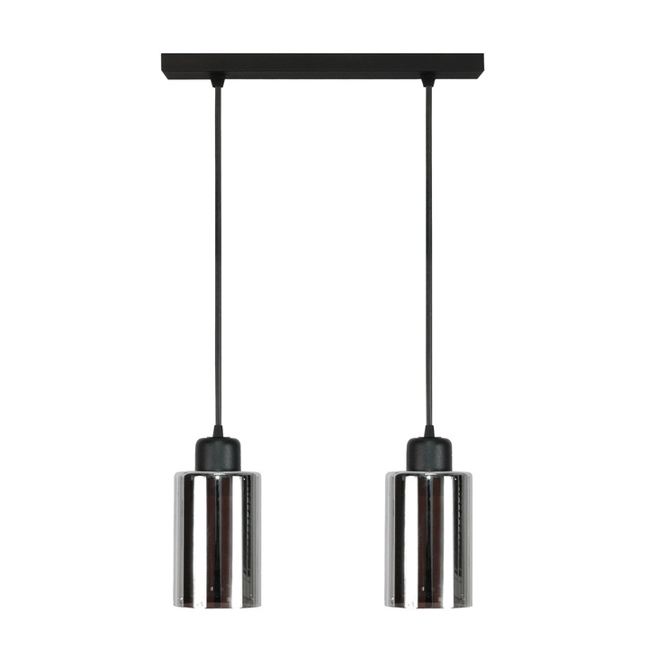 Lampa suspendata EDYLIT, model LOYD SV 15-578, abajur sticla grafit, 100x36cm, inaltime reglabila
