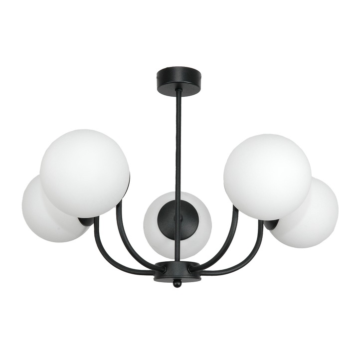 Csillár, EDYLIT, fém, 53x60cm, 5xE27, fekete/fehér