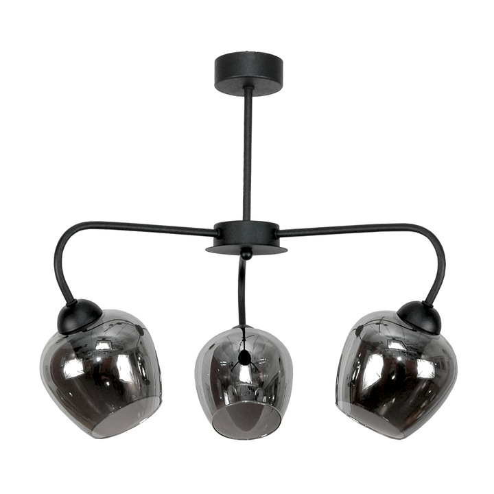 Lustra EDYLIT, metal, 56x54cm, 3xE27, negru