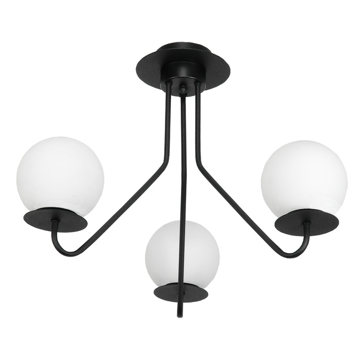 WISZATOR mennyezeti lámpa fekete üveg lámpaernyő FEHÉR 115-252 LUPIA