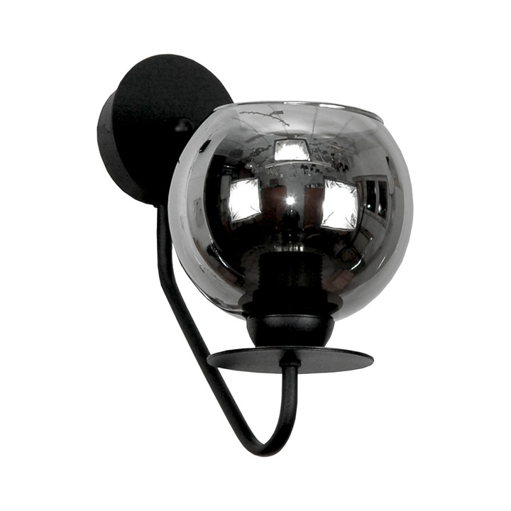 Aplica de perete, EDYLIT, model 15-243 LUPIA, sticla grafit, metal negru, 27x15cm