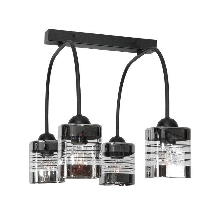 Plafoniera suspendata negru CLASIC abajur din sticla 15-499 DAVIS