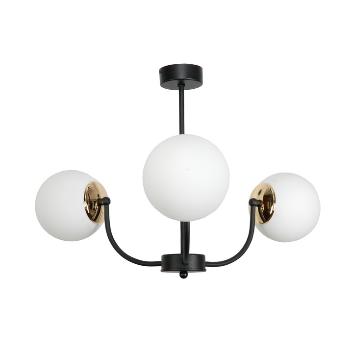 Lustra, EDYLIT, metal, 53x58cm, 3xE27, alb/negru