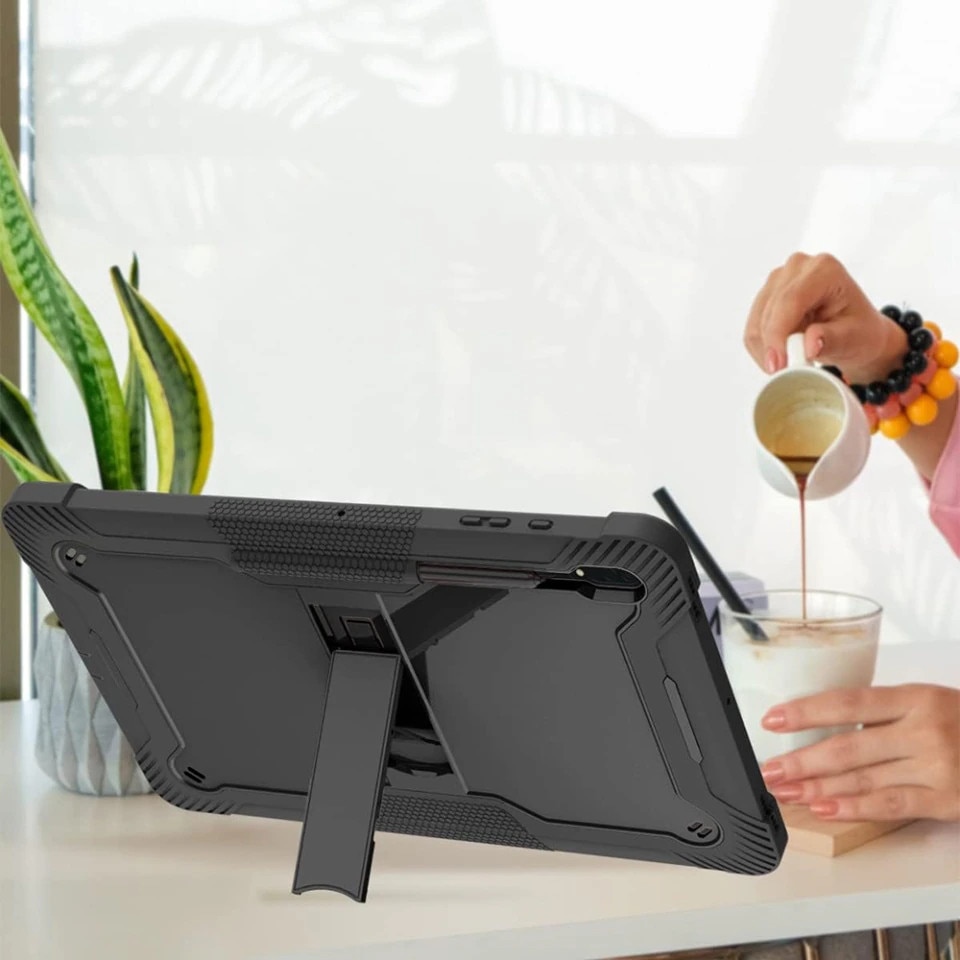 Husa Shockproof Armor pentru Samsung Galaxy Tab S10+/S9+/S9Fe+, 12.4", Sigloo, stand Built-in, Protectie 360, Negru
