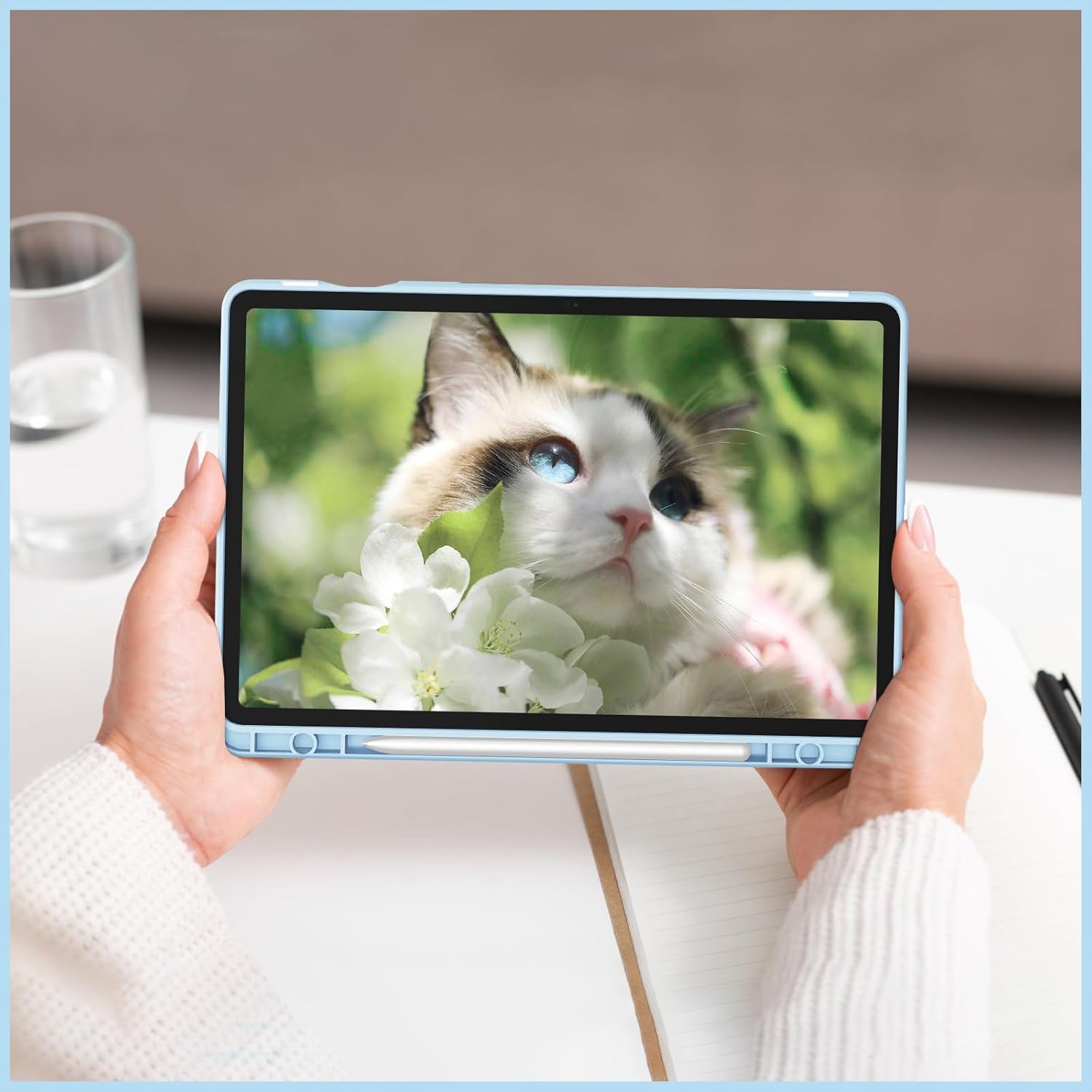 Husa premium pentru Samsung Galaxy Tab S10+/S10Fe+/S9+/S9Fe+, 12.4", Sigloo, interior de piele sintetica, suport Smart Pen, spatele din policarbonat transparent, rezistent la socuri, Pine Green