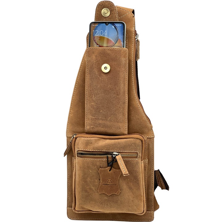 Geanta Crossbody Barbati Hunter Premium din Piele Naturala Maro: 46x19x 4cm, Culoare Maro