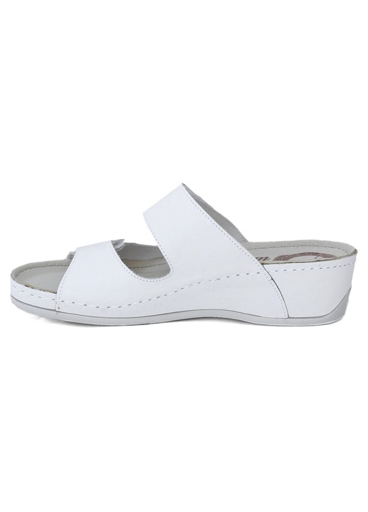 Papuci de damă Bioform din piele albă cu velcro Bioform 4103 07643