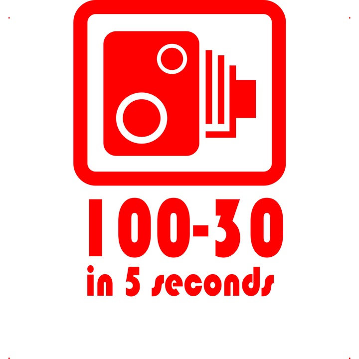 Sticker auto 100-0-sec, Cri-Flo, Culoare Rosu, Marime 21 cm