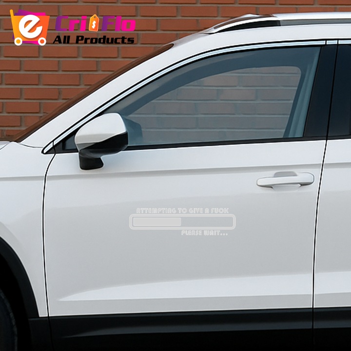 Sticker auto attempting, Cri-Flo, Culoare Alb, Marime 21 cm