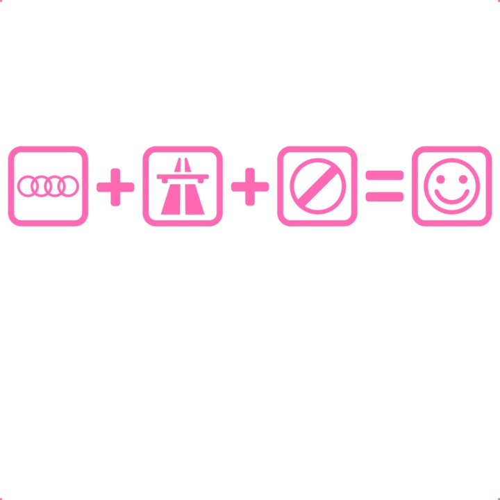 Sticker auto audi-autostrada, Cri-Flo, Culoare Roz, Marime 21 cm