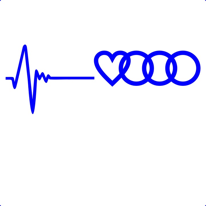 Sticker auto audi-love, Cri-Flo, Culoare Albastru, Marime 21 cm