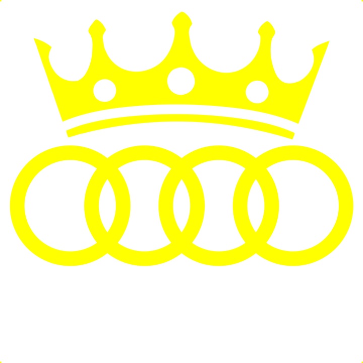 Sticker auto audi-coroana, Cri-Flo, Culoare Galben, Marime 21 cm