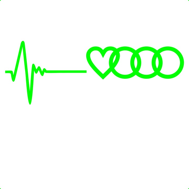 Sticker auto audi-love, Cri-Flo, Culoare Verde, Marime 21 cm