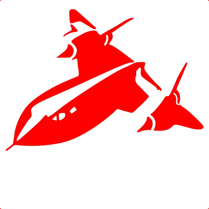 Sticker auto avion-v4, Cri-Flo, Culoare Rosu, Marime 21 cm