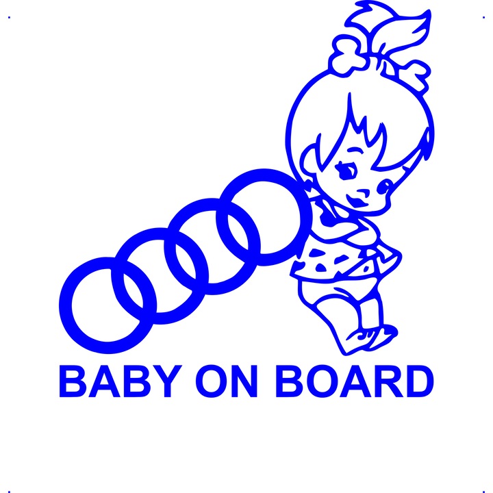 Sticker auto baby-on-board-audi, Cri-Flo, Culoare Albastru, Marime 21 cm