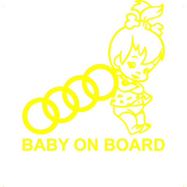 Sticker auto baby-on-board-audi, Cri-Flo, Culoare Galben, Marime 21 cm