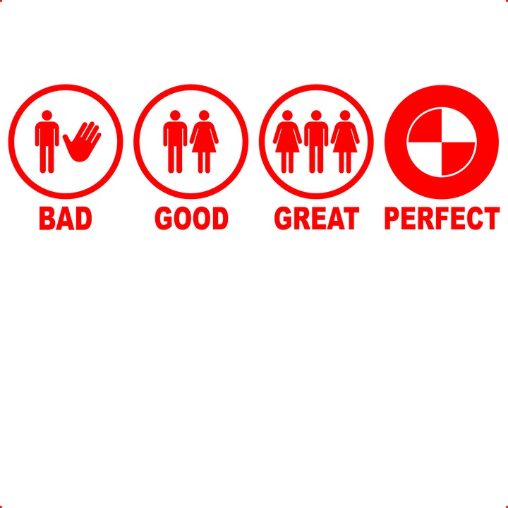 Sticker auto bad-good-great-bmw-v2, Cri-Flo, Culoare Rosu, Marime 21 cm