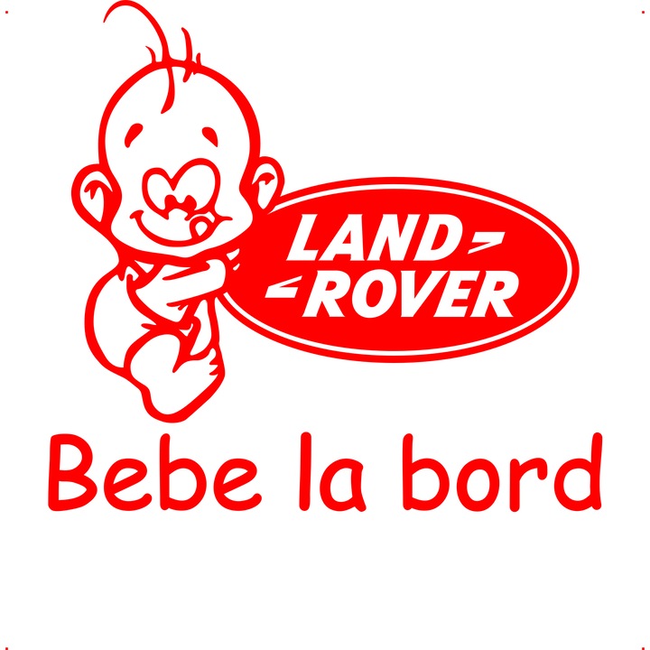Sticker auto bebe-land-rover, Cri-Flo, Culoare Rosu, Marime 21 cm