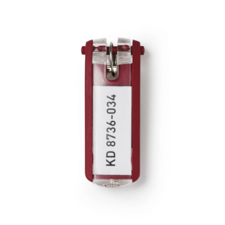 Durable kulcstartó cimkével, Piros, 6db/szett