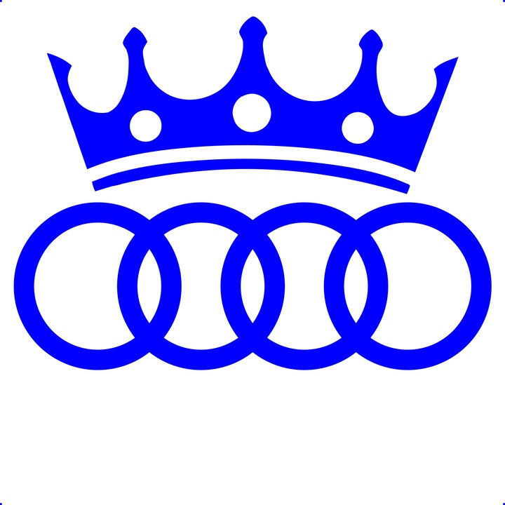 Sticker auto audi coroana, Cri Flo, Culoare Albastru, Marime 21 cm