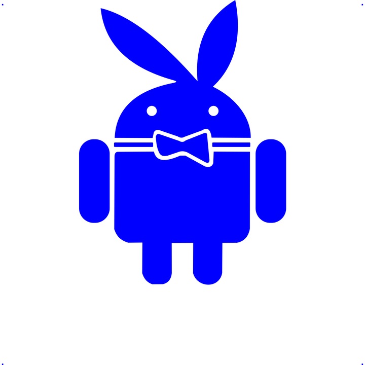 Sticker auto android playboy, Cri Flo, Culoare Albastru, Marime 21 cm
