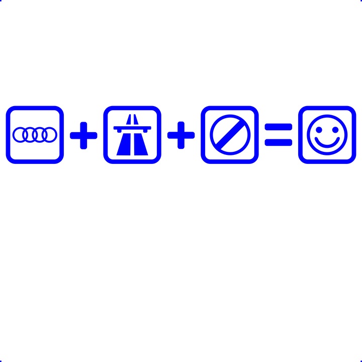 Sticker auto audi autostrada, Cri Flo, Culoare Albastru, Marime 21 cm