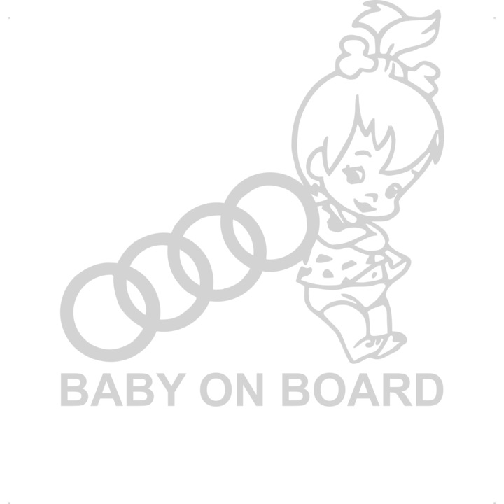 Sticker auto baby on board audi, Cri Flo, Culoare Alb, Marime 21 cm