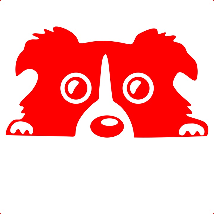 Sticker auto catelus, Cri-Flo, Culoare Rosu, Marime 21 cm