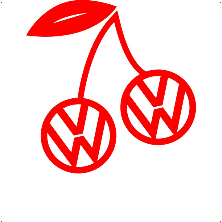 Sticker auto cirese-vw, Cri-Flo, Culoare Rosu, Marime 21 cm