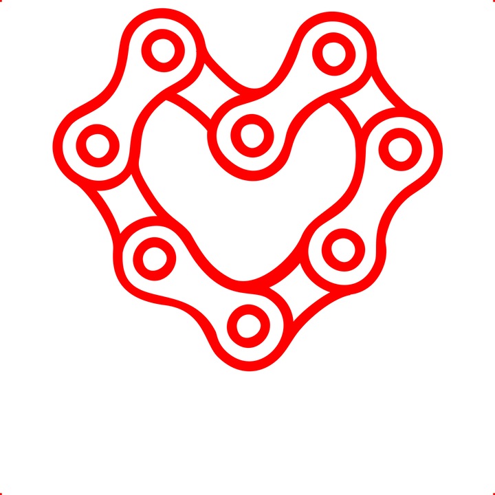 Sticker auto chain-heart, Cri-Flo, Culoare Rosu, Marime 21 cm