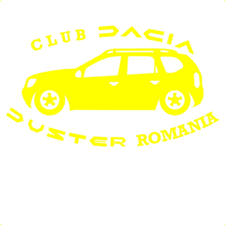 Sticker auto club-dacia-duster-romania-low, Cri-Flo, Culoare Galben, Marime 21 cm