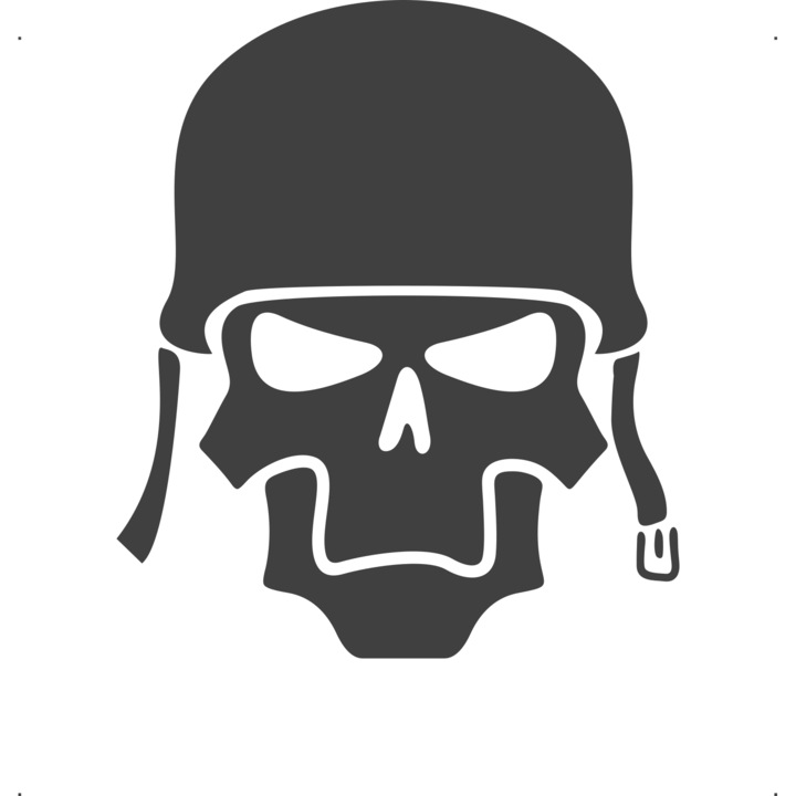 Sticker auto craniu-casca-soldat, Cri-Flo, Culoare Gri, Marime 21 cm