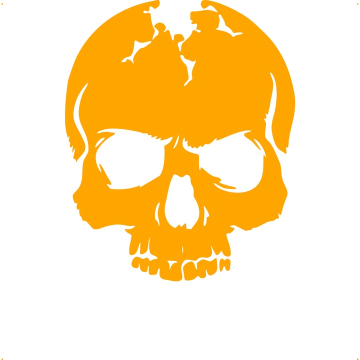 Sticker auto craniu-spart, Cri-Flo, Culoare Portocaliu, Marime 21 cm