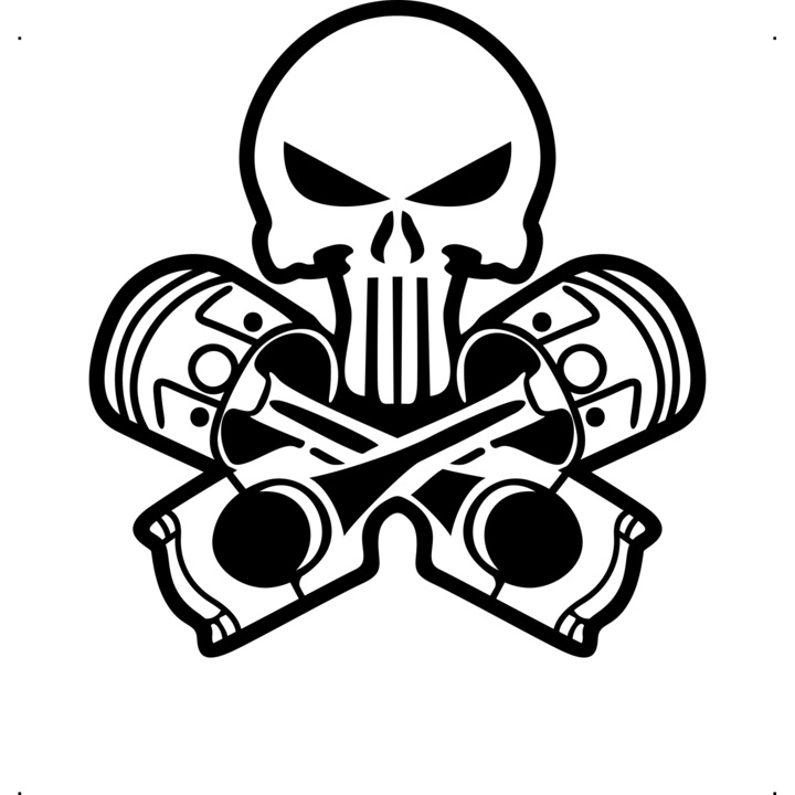 Sticker auto craniu-pistoane, Cri-Flo, Culoare Negru, Marime 21 cm