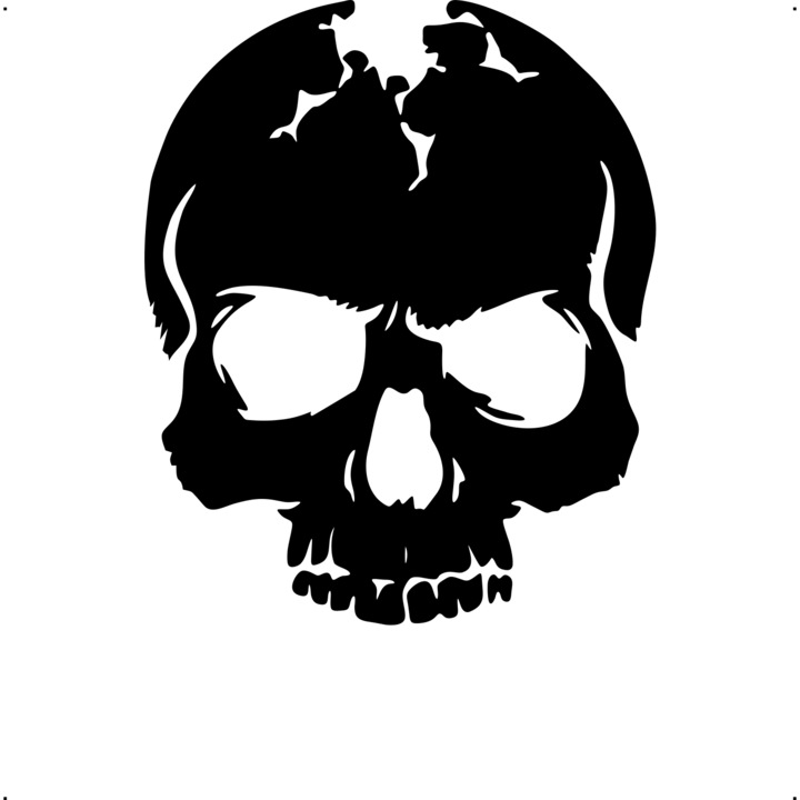 Sticker auto craniu-spart, Cri-Flo, Culoare Negru, Marime 21 cm