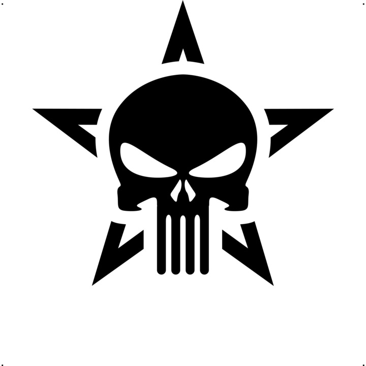 Sticker auto craniu stea, Cri Flo, Culoare Negru, Marime 21 cm