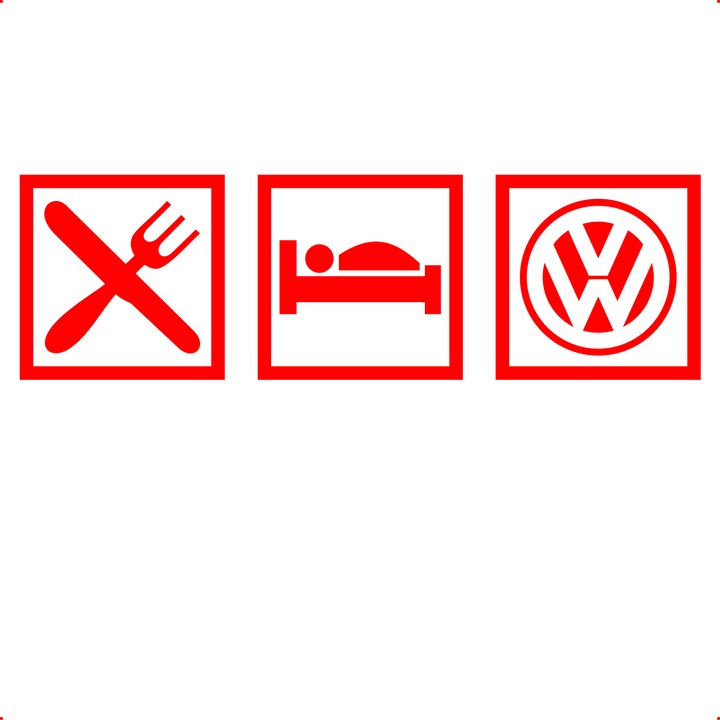 Sticker auto eat sleep vw, Cri Flo, Culoare Rosu, Marime 21 cm