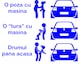 Sticker auto drumul tura poza golf, Cri Flo, Culoare Albastru, Marime 21 cm