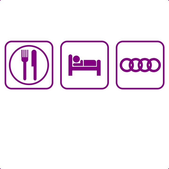 Sticker auto eat sleep audi, Cri Flo, Culoare Mov, Marime 21 cm