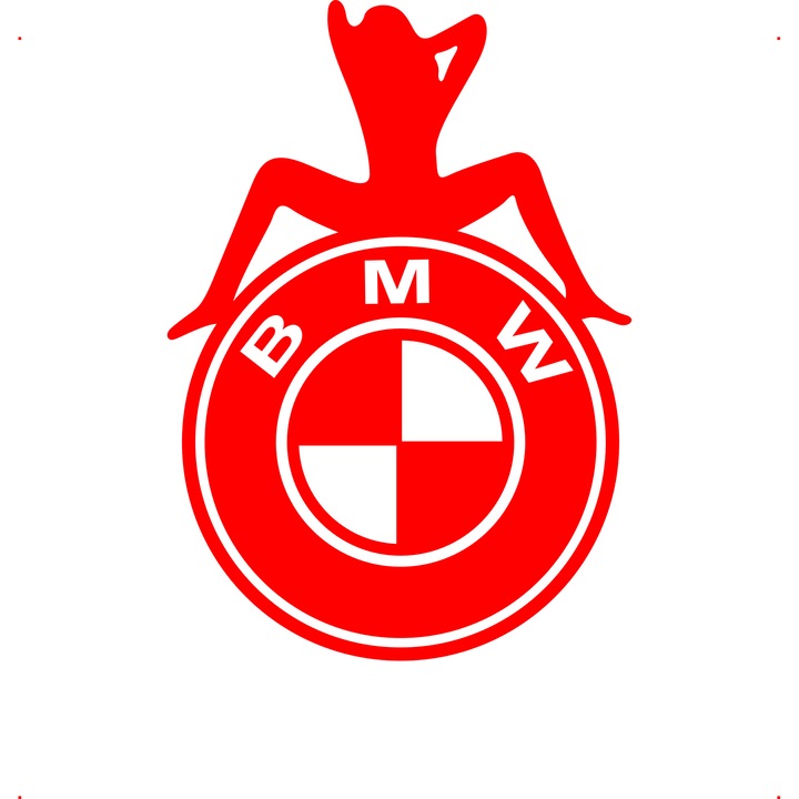 Sticker auto gagica pe bmw, Cri Flo, Culoare Rosu, Marime 21 cm