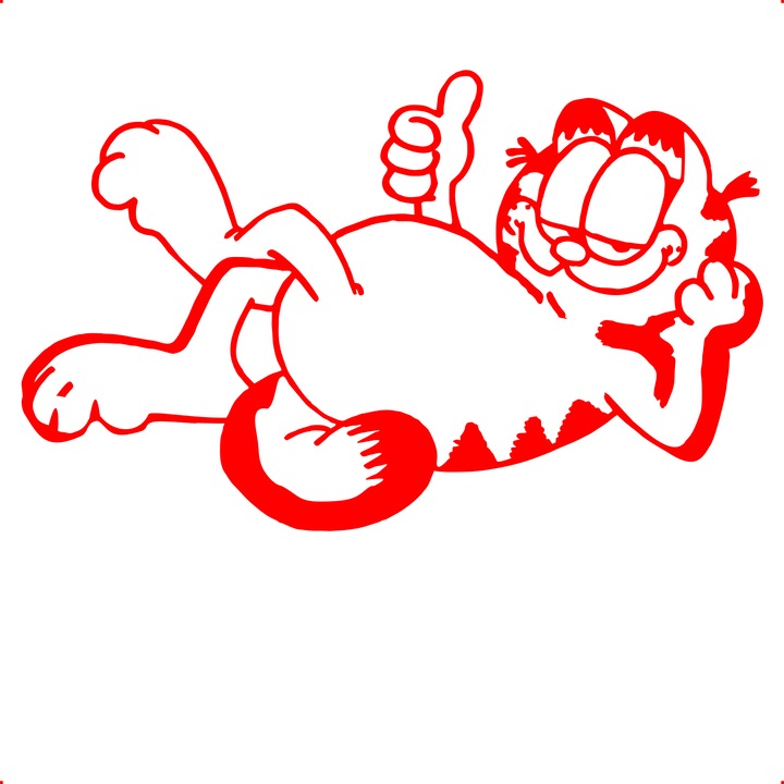 Sticker auto garfield, Cri Flo, Culoare Rosu, Marime 21 cm