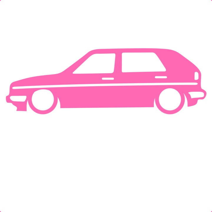 Sticker auto golf mk 2 lateral, Cri Flo, Culoare Roz, Marime 21 cm