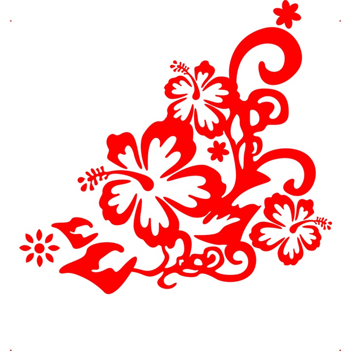 Sticker auto floare pentru colt, Cri Flo, Culoare Rosu, Marime 21 cm